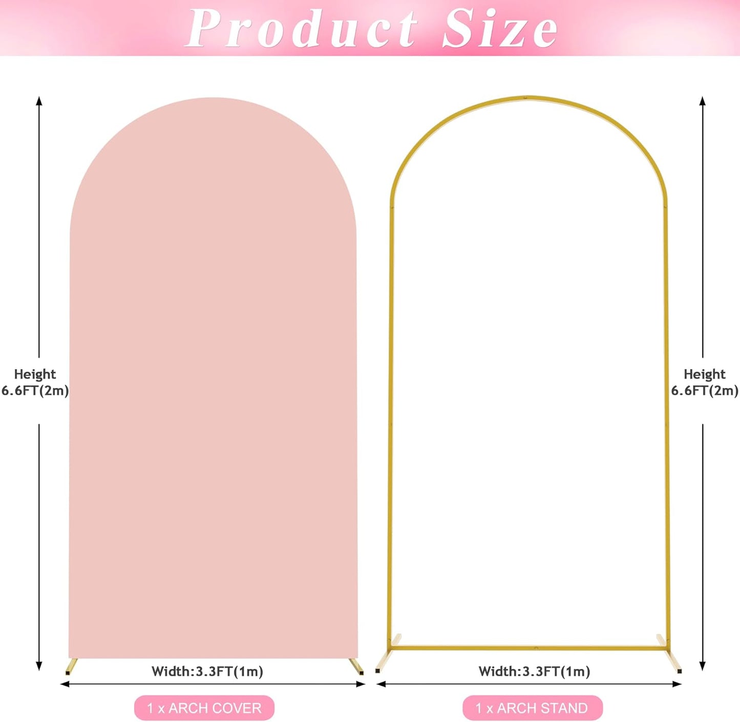 Wokceer 7.2 FT Wedding Arch Backdrop Stand and White Arch Cover, Metal Arch Stand with Arch Stand Cover for Birthday Party Wedding Ceremony Bridal Baby Shower Event Decor
