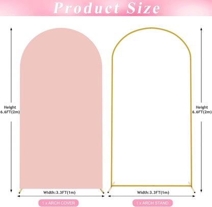 Wokceer 7.2 FT Wedding Arch Backdrop Stand and White Arch Cover, Metal Arch Stand with Arch Stand Cover for Birthday Party Wedding Ceremony Bridal Baby Shower Event Decor