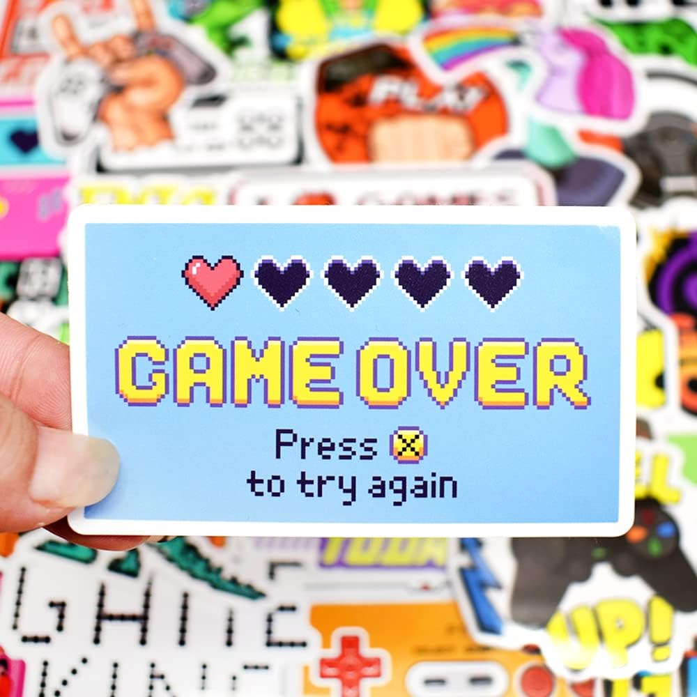 QTL Neon Stickers for Teens & Students Prizes, Waterproof Vinyl Party Favor Stickers, School Rewards, Water Bottle and Laptop, 50PCS - Colors B
