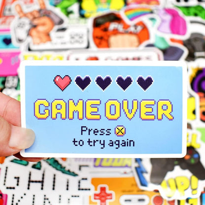 QTL Neon Stickers for Teens & Students Prizes, Waterproof Vinyl Party Favor Stickers, School Rewards, Water Bottle and Laptop, 50PCS - Colors B
