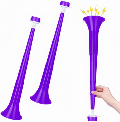 2 Pcs Stadium Horn for Adult, 21 Inch Vuvuzela Plastic Collapsible Cheering Trumpets for Sporting Events Football Carnival Party (Blue)