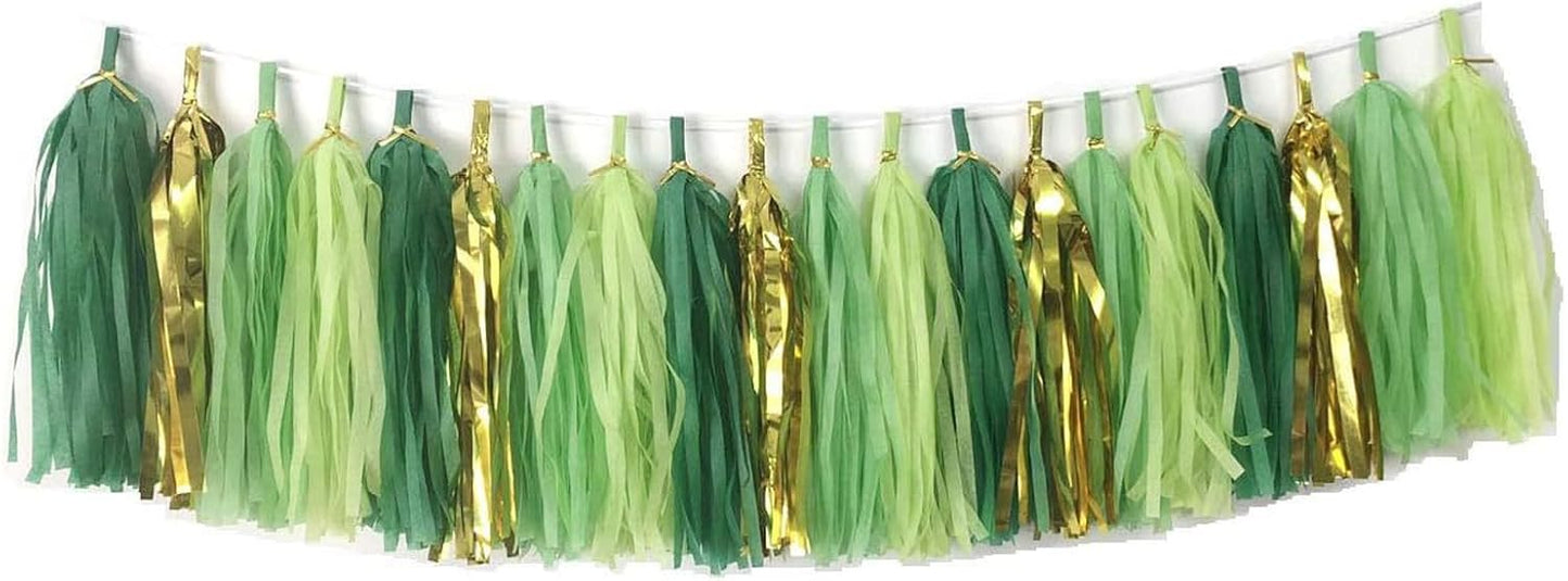 20 Pieces Tissue Paper Tassel Garland, Birthday Tassel Garland Party Decor, Metallic Fringe Balloon Banner Tails for Classroom Baby Shower Gender Reveal Hanging Decoration, D