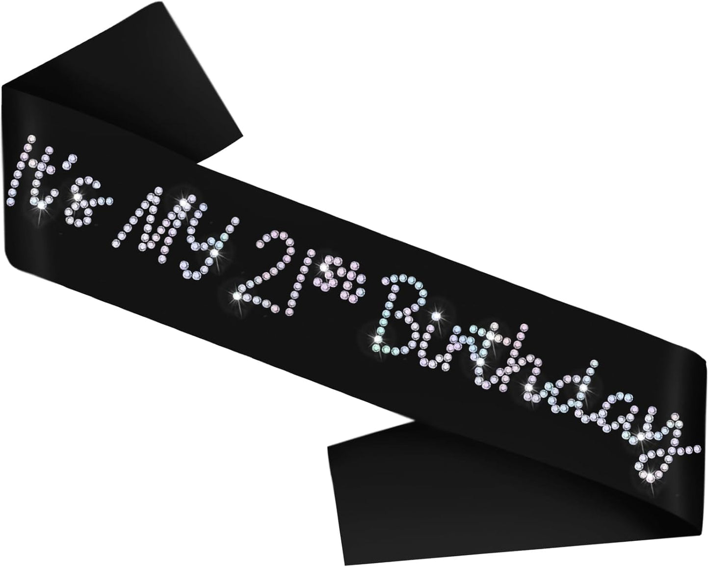 It's My 21st Birthday Sash, Black Satin Birthday Sash with Glitter Rhinestones Decorations for Girls or Women, Finally 21 Bday Sashes, Ideal Twenty One Gifts, Happy 21 Bday Party Decorations