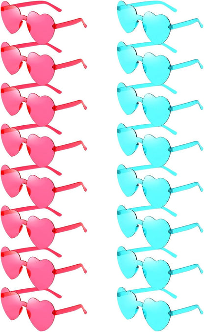 Matcheck 16 Heart Shaped Rimless Sunglasses Transparent Candy Colored Glasses Frameless Party Eyewear for Women