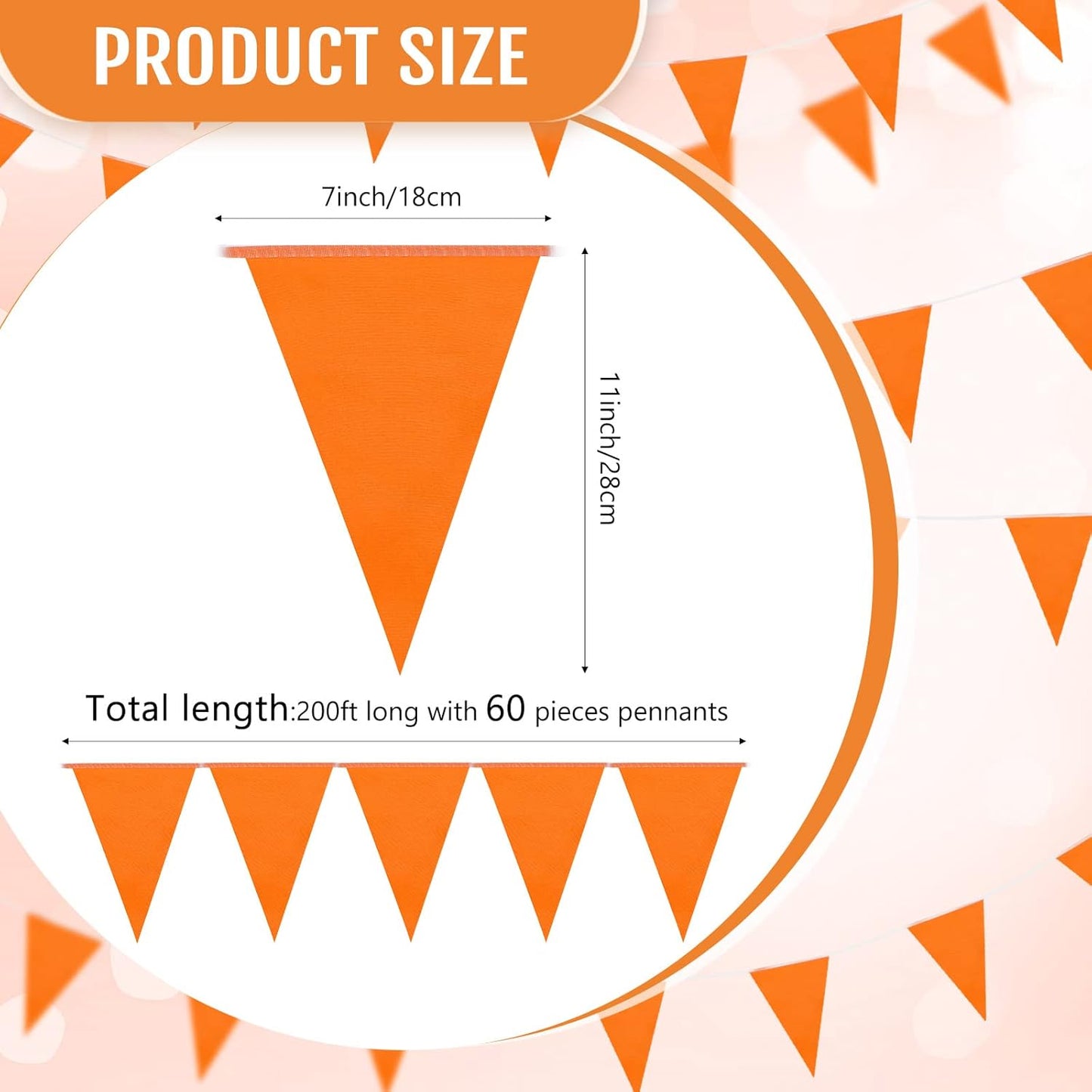 Tatuo 200 Feet Solid Pennant Banners Flags String Triangle Hanging DIY Bunting Flags Party Decorations for Grand Opening Party Banners for Kids Birthday, Shops (White)