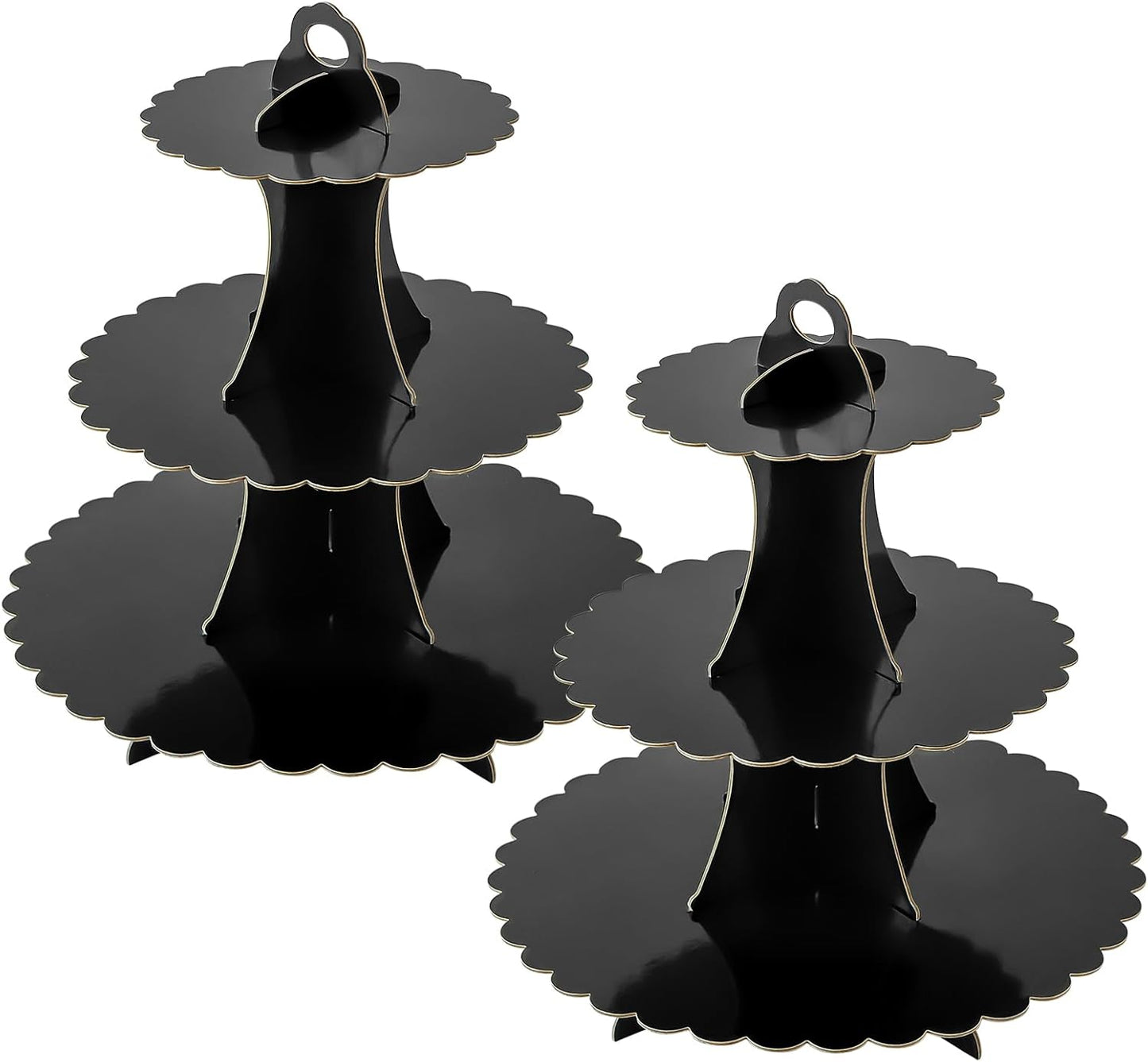 Soleebee 3-Tier Cupcake Stand, Cardboard Cupcake Tower, Dessert Cup Cake Stand Tower for Birthday Wedding Party Decoration, Cupcake Tier Stand 1 Set (Black)