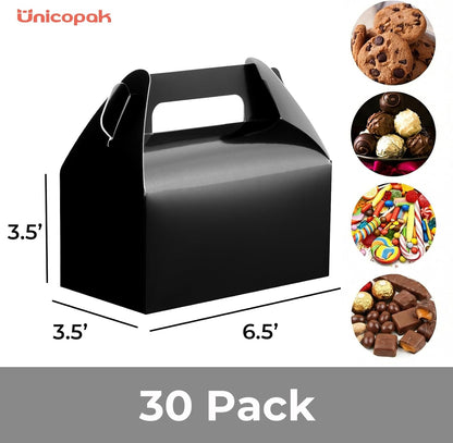 UnicoPak 30 Pack Party Favor Boxes Treat Boxes, White Gable Gift Boxes for Party Favors Goodies Cookies Treats Candies Meals Lunch, 6.5x3.5x3.5 Inches