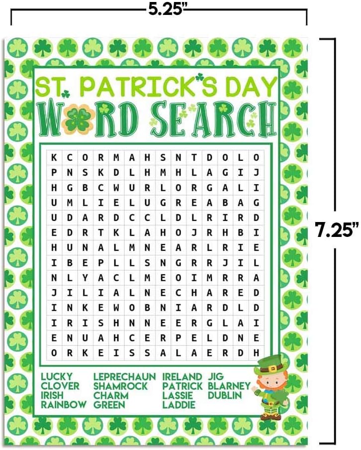 St. Patrick's Day Scavenger Hunt Word Scramble Holiday Fill In Game Cards, Ten 5" x 7" Fill In The Blank Cards by AmandaCreation