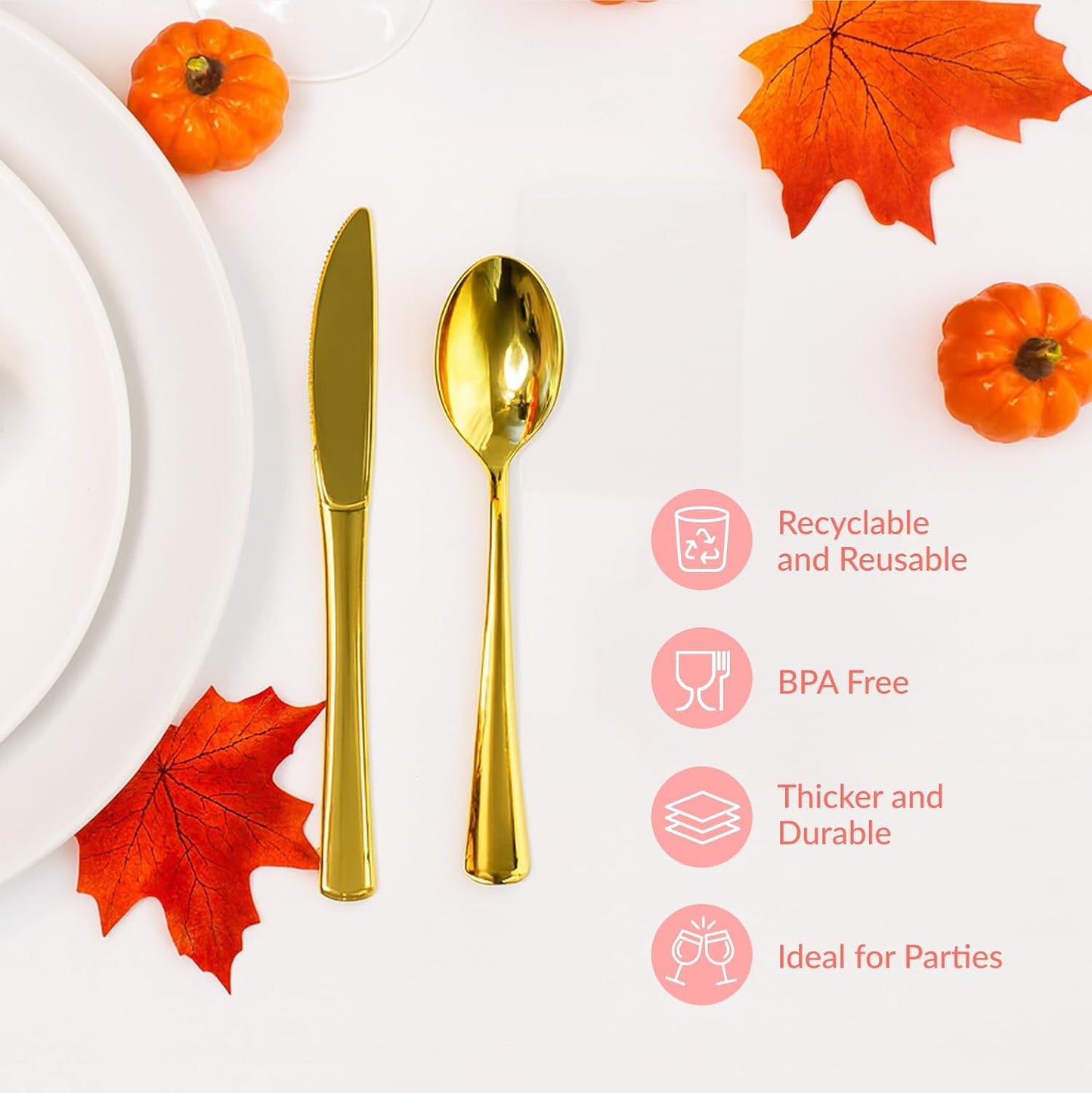 Prestee 300 Piece Heavy Duty Plastic Silverware Set - 100 of Each Silver Plasticware Forks, Spoons, Knives - Flatware Cutlery for Weddings - Durable Disposable Plastic Utensils for Catering, Buffets