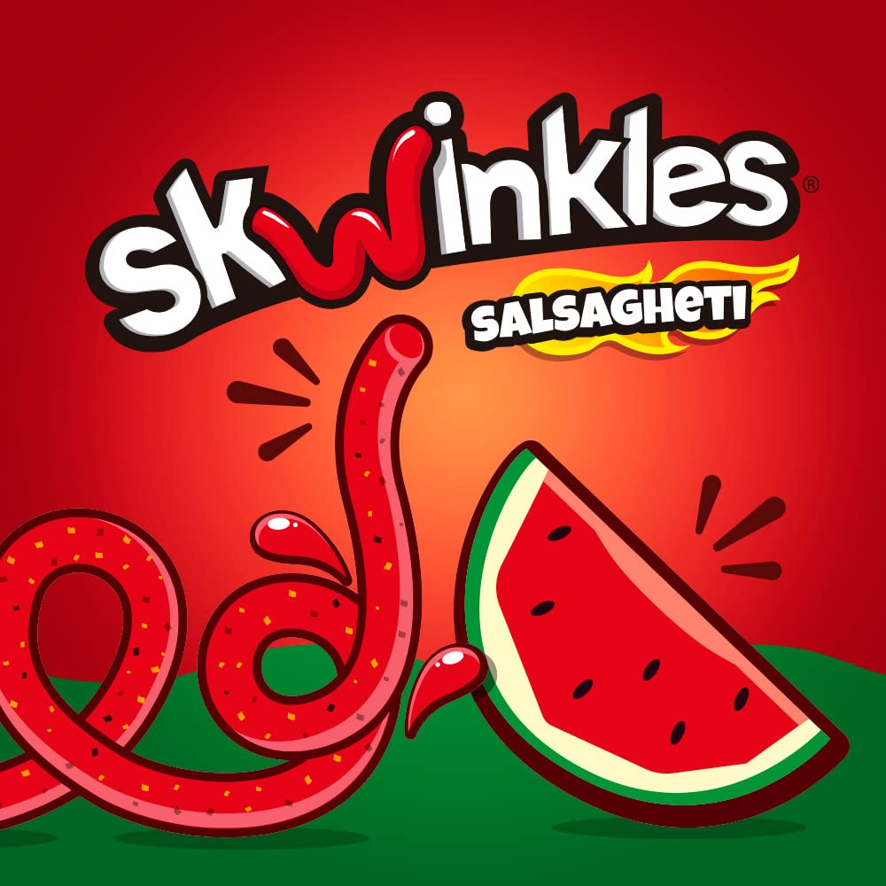 Lucas Salsagheti Watermelon Flavored Sweet & Hot Candy Strips and Tamarind Flavored Sauce, 0.84 oz - 12 Pieces Pack for Treats, Snack, Parties, Piñatas – Sweet