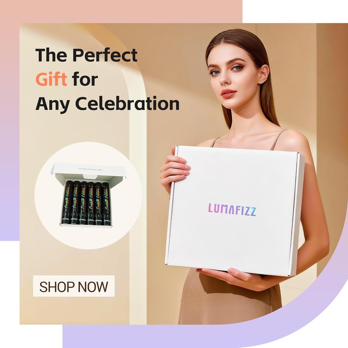12 Inch Confetti Biodegradable [6 Pack] Confetti Cannons | Multicolor Confetti Poppers for Wedding,Birthday PartyChristmas Eve and New Year Give a Gift