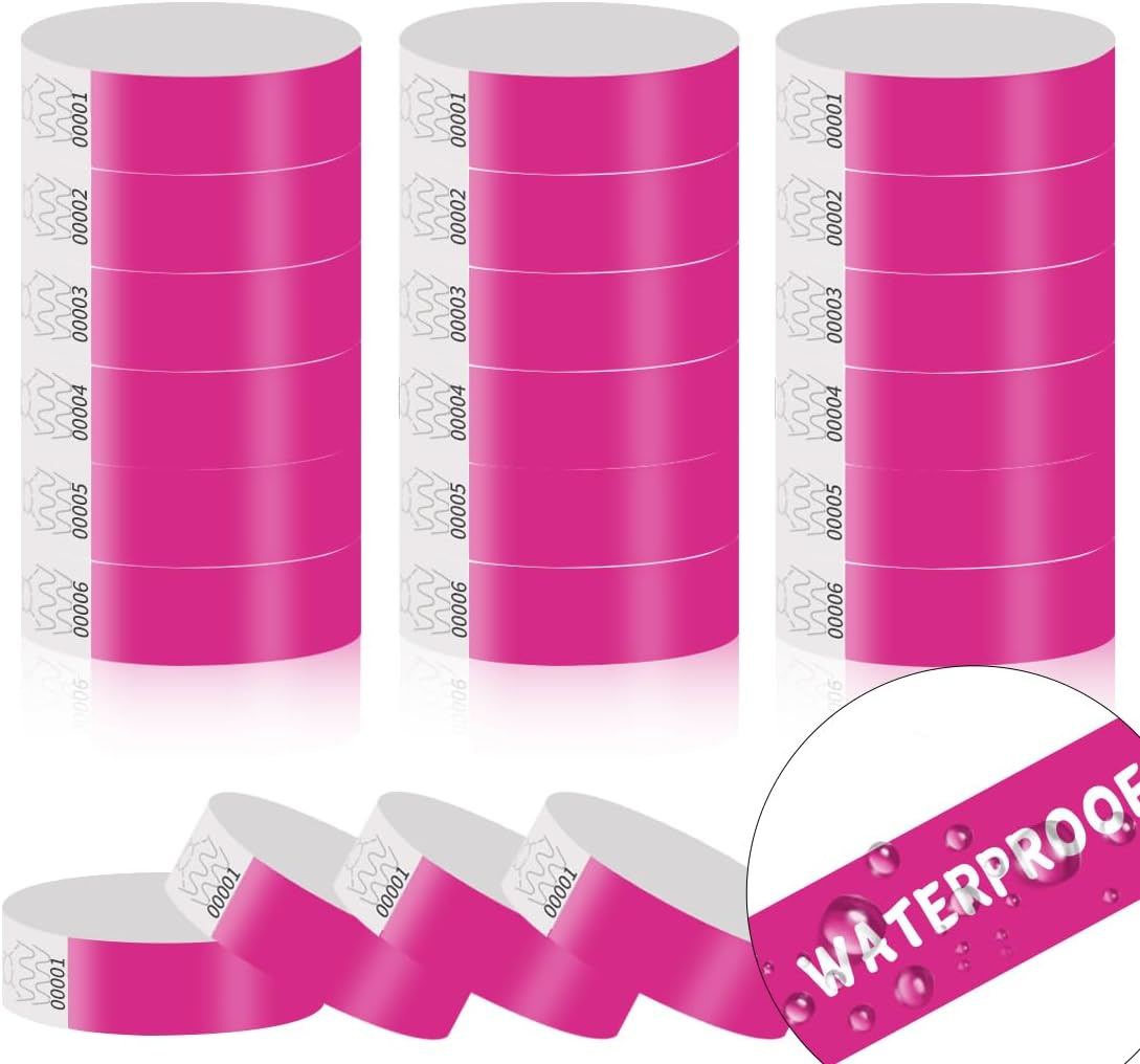 300 Pack Paper Wrist Bands for Events Waterproof Wristbands Lightweight Festival Identification Arm Bands Neon Adhesive Event Bracelets for Party（Black）