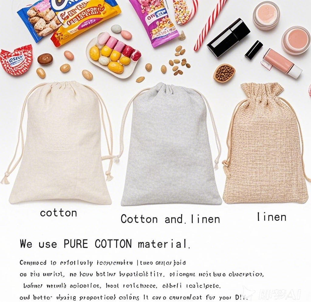gobyhumm 50 Pieces Pure Cotton Drawstring Bags Muslin Bags Sachet Bag for Home Supplies （2.8 * 3.5"）