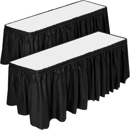 DecorRack 2 Pack Table Skirts, 29 in x 14 ft Each, Multi Pack -BPA Free- Plastic Tableskirt, Disposable, Reusable, Rectangular Tablecloth Skirt, White (2 Pack)