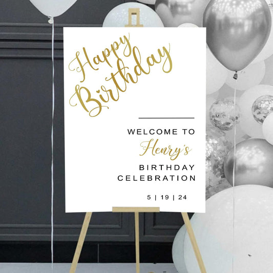Birthday Welcome Sign, Floral Welcome Personalized Birthday Sign, Pink Roses Birthday Party Decor, Pink Floral Custom Birthday Signs, Welcome To Birthday Celebration Party Sign