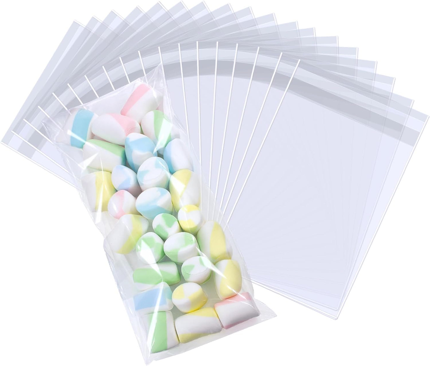 PigPotParty Cookie Bags 4''x 6", 100 Pcs Self Sealing Cellophane Treat Bags, Small Clear Plastic Goodie Bag for Gift, Snack, Party Favor, Candy
