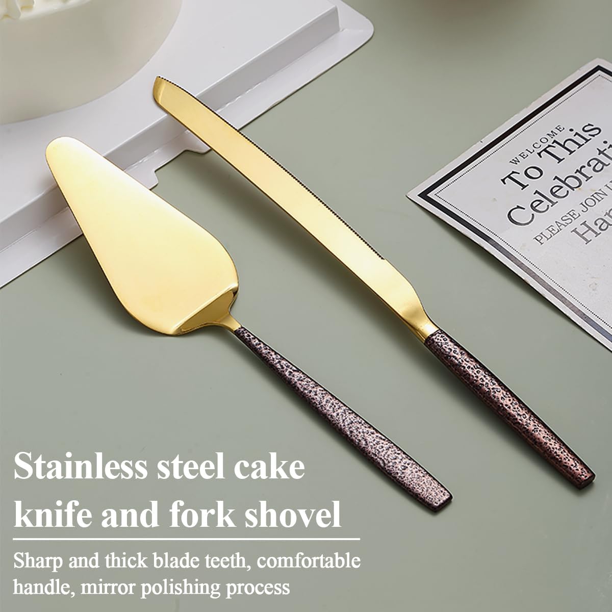 Evanda Wedding Cake Knife and Server Set, Cake Cutte Pie Server for Everyday, Wedding and Birthdays, Dishwasher Safe