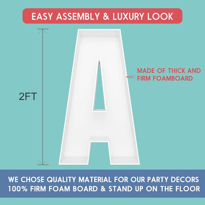 JW Passion - Premium Quality Made 3FT Tall Mosaic Balloon Frame Big Marquee Light Up Letters DIY Kit for Birthday Party Wedding Backdrop Decor Letter A Pre-Cut Foam Board