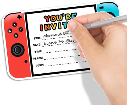 Yangmics Direct Video Gamer Birthday Party Fill In Invitations, Video Game Party Invitations, Decorations, Favors for Boys Kids, 30 Invitations + 30 Envelopes