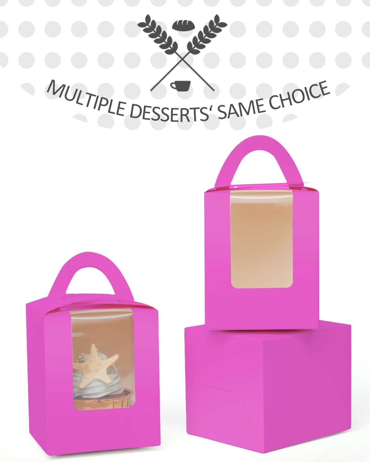 qiqee 60pcs Cupcake Boxes Individual Disposable White Single Box with Window 3.6 * 3.6 * 4.3inch Cupcake Containers/Holders