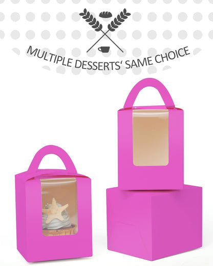 qiqee 60pcs Cupcake Boxes Individual Disposable White Single Box with Window 3.6 * 3.6 * 4.3inch Cupcake Containers/Holders