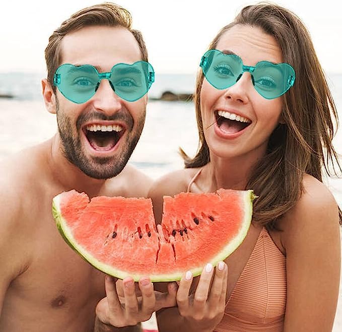 AEAHALY Heart Sunglasses for Women and Men Rimless Heart Shaped Sunglasses Bachelorette Bride Party Accessories