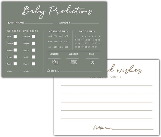 Baby Predictions and Advice Cards, 5" x 7" Pink Baby Shower Predictions Cards, Daily Party Games & Activities Favors for Newparents - G08