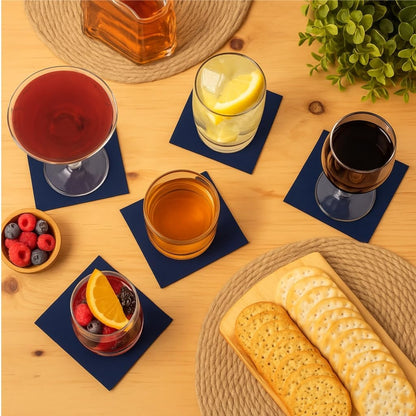 AH AMERICAN HOMESTEAD Cocktail Napkins-Disposable Beverage/Bar Napkins-White Linen-Like Square Napkins-Eco-Friendly & Compostable-Everyday Use, Party or Wedding 4.75inch x 4.75inch (100 Count, White)