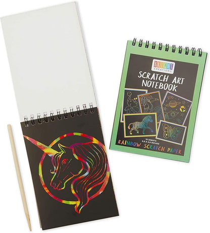 8 Pack Rainbow Scratch Paper Pads for Kids with Wooden Styluses, 10 Sheets (5.5 x 3.9 In)