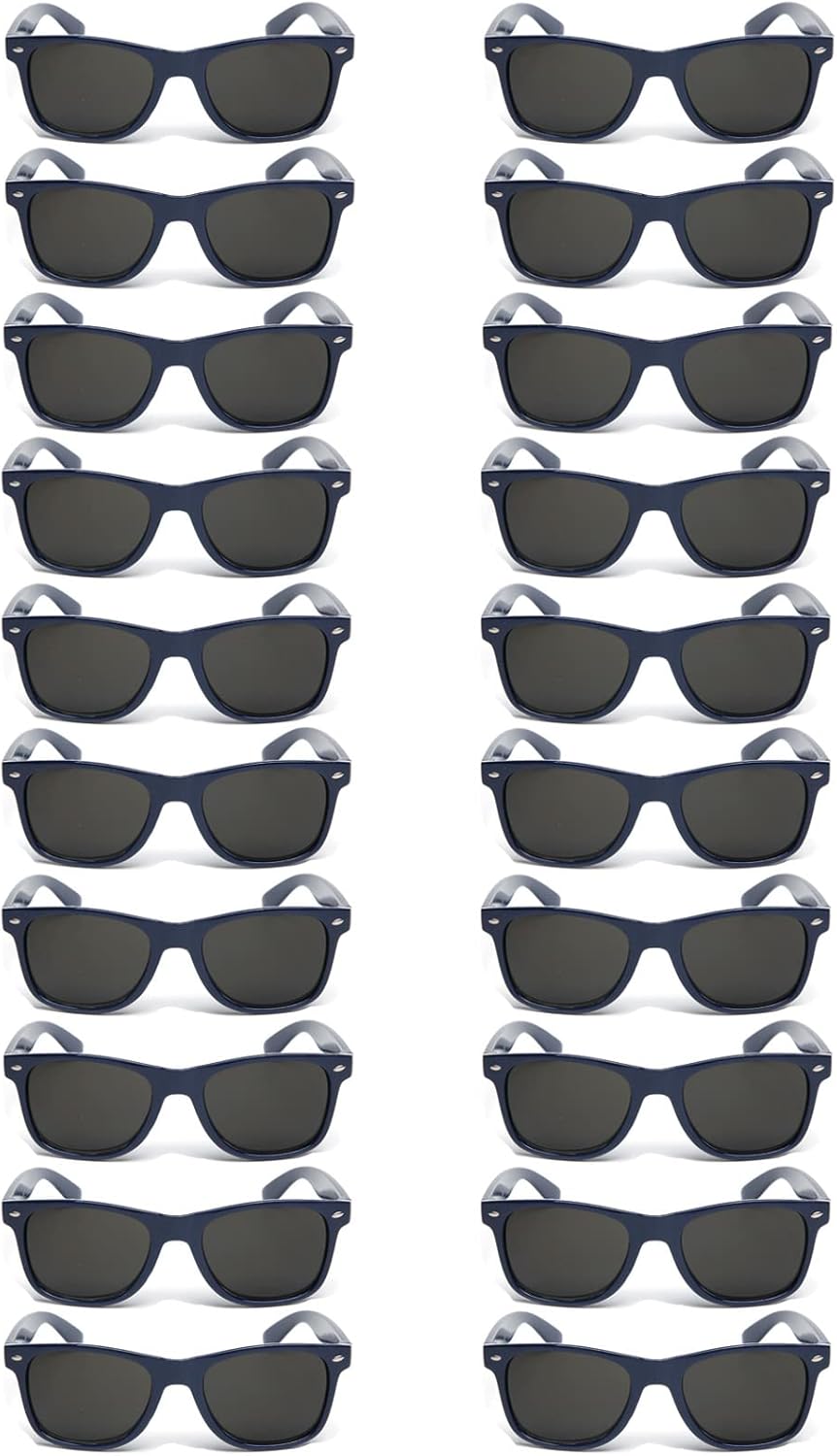 20 Pairs Bulk Sunglasses for Adult Retro 70s 90s Cheap Glasses (Black)
