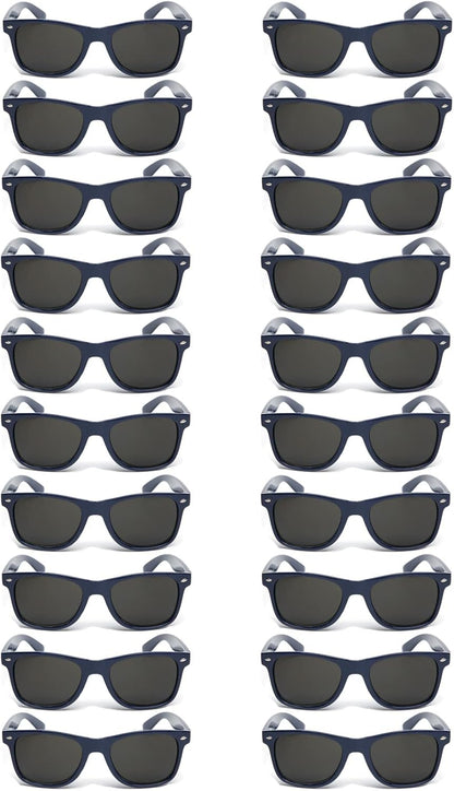 20 Pairs Bulk Sunglasses for Adult Retro 70s 90s Cheap Glasses (Black)