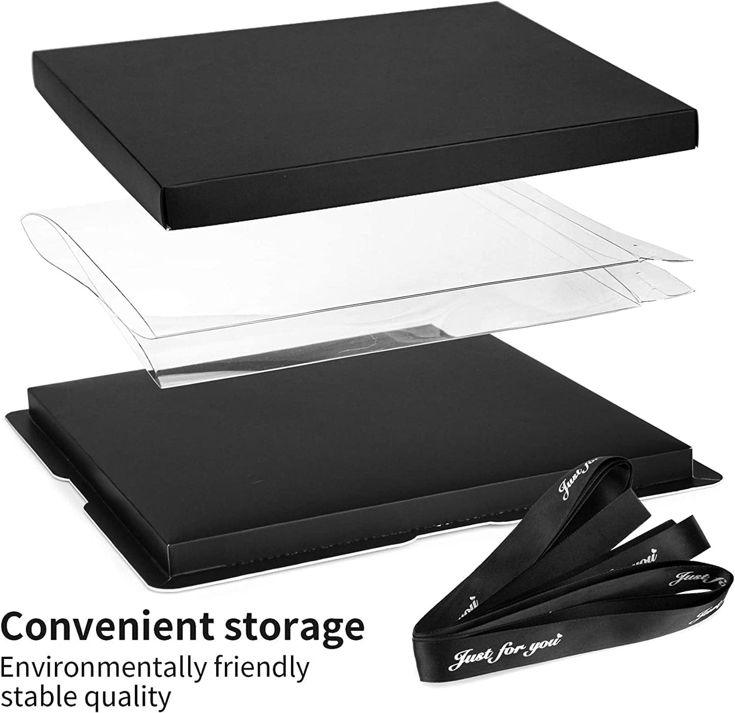 4 Pack Clear Cake Box Carrier 10" X 10" X 9" Cake Packaging Container with Ribbon Transparent Boxes with Lid Gift Package for Birthday Wedding Party, Black