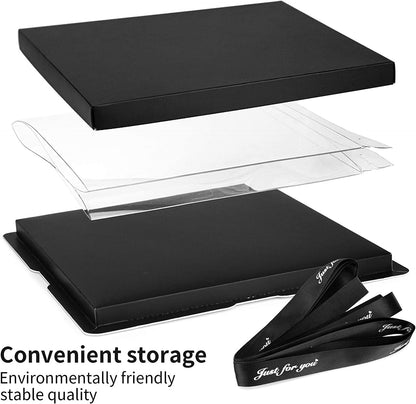 4 Pack Clear Cake Box Carrier 10" X 10" X 9" Cake Packaging Container with Ribbon Transparent Boxes with Lid Gift Package for Birthday Wedding Party, Black
