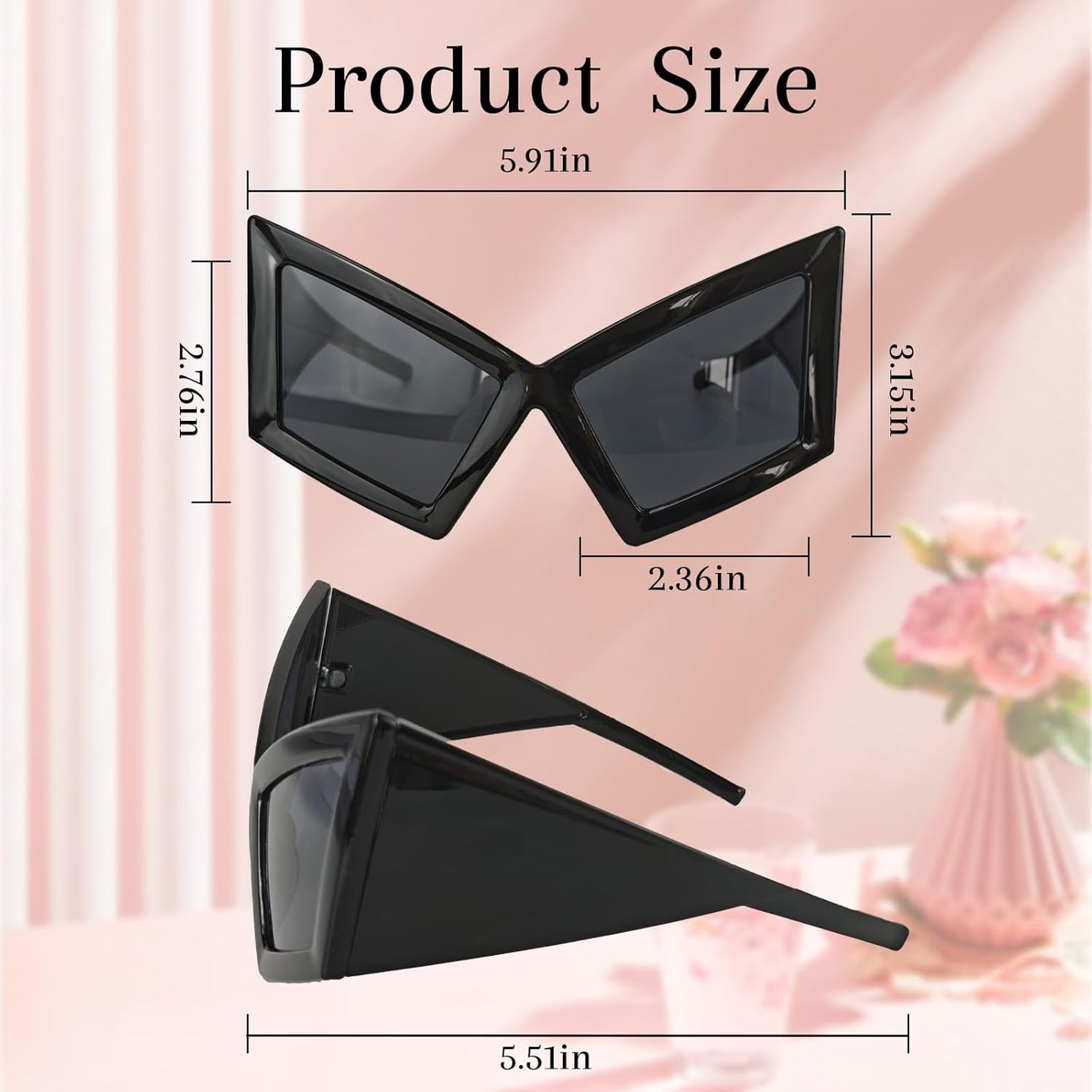 Funny Oversized Party Glasses Sunglasses Max Width 5.9", Hilarious Costume Accessories for Birthdays, Dance Parties