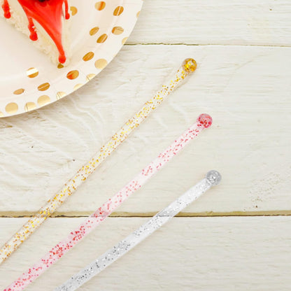 hapray 100-PCS 5 Colol Plastic Swizzle Sticks, Crystal Cake Pops, Cocktail Coffee Drink Stirrers, Stir Sticks, 7.24 Inch (Pink, Yellow, Blue, Purple, Green)