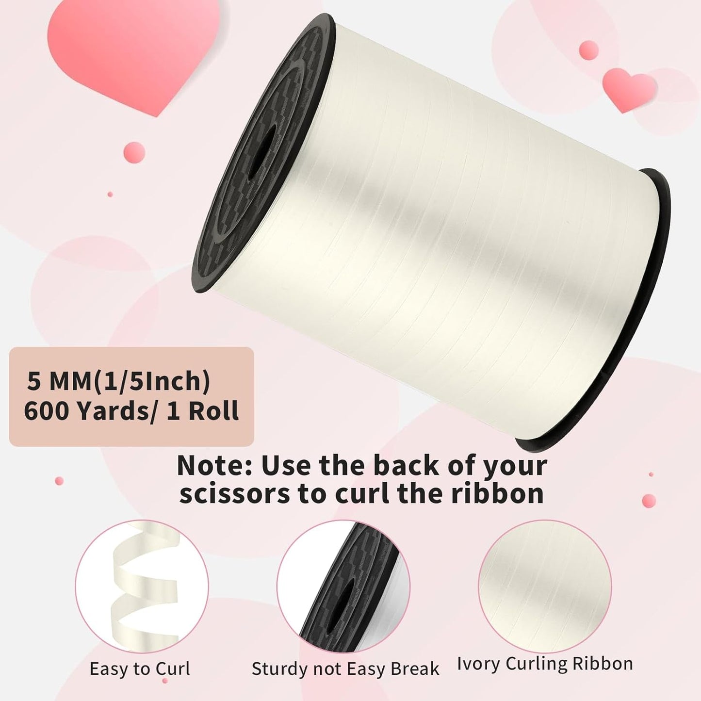 woric 600 Yards Light Pink Curling Ribbon 1/5 Inch Balloon String Ribbon Thin Crafts Ribbons for Mothers Day Graduation Wedding Decor Birthday Party Florist Flowers Gift Wrapping