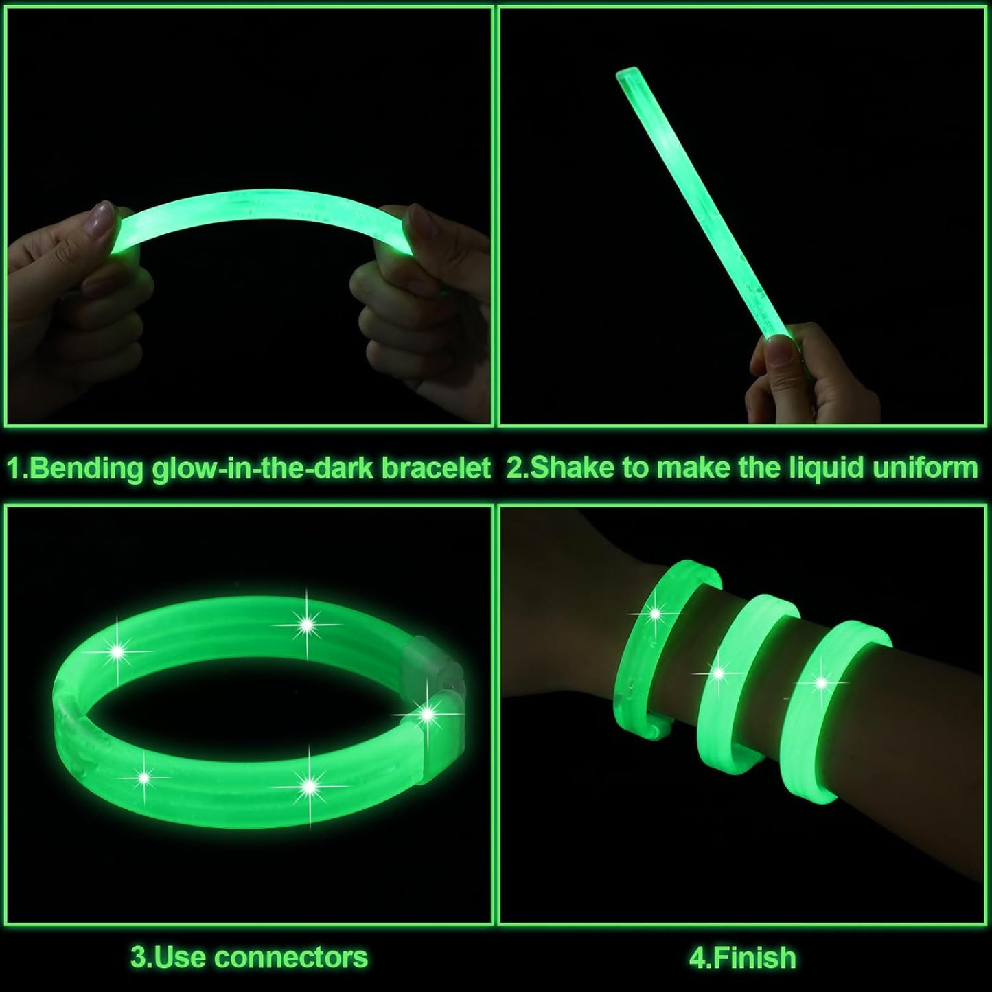 Kigeli 60 pcs Glow Sticks with Connectors Party Favors, 9" Glow Wristbands in The Dark Party Supplies for Carnival, Easter, Halloween, and Music Festival Supplies