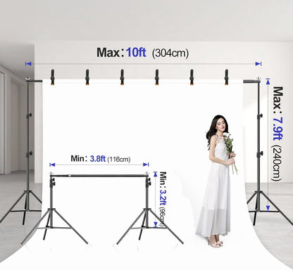 EMART 10x10FT Backdrop Stand, Photo Studio Back Drop Adjustable Stand with 6 Backdrop Clamps,2 Sandbags and Carry Bag,Heavy Duty Background Support System Kit for Photography,Parties,Wedding,Video