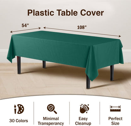 Exquisite Party Solids 6-Pack Premium Plastic Tablecloth 54in. x 108in. Rectangle Plastic Table Cover - Navy