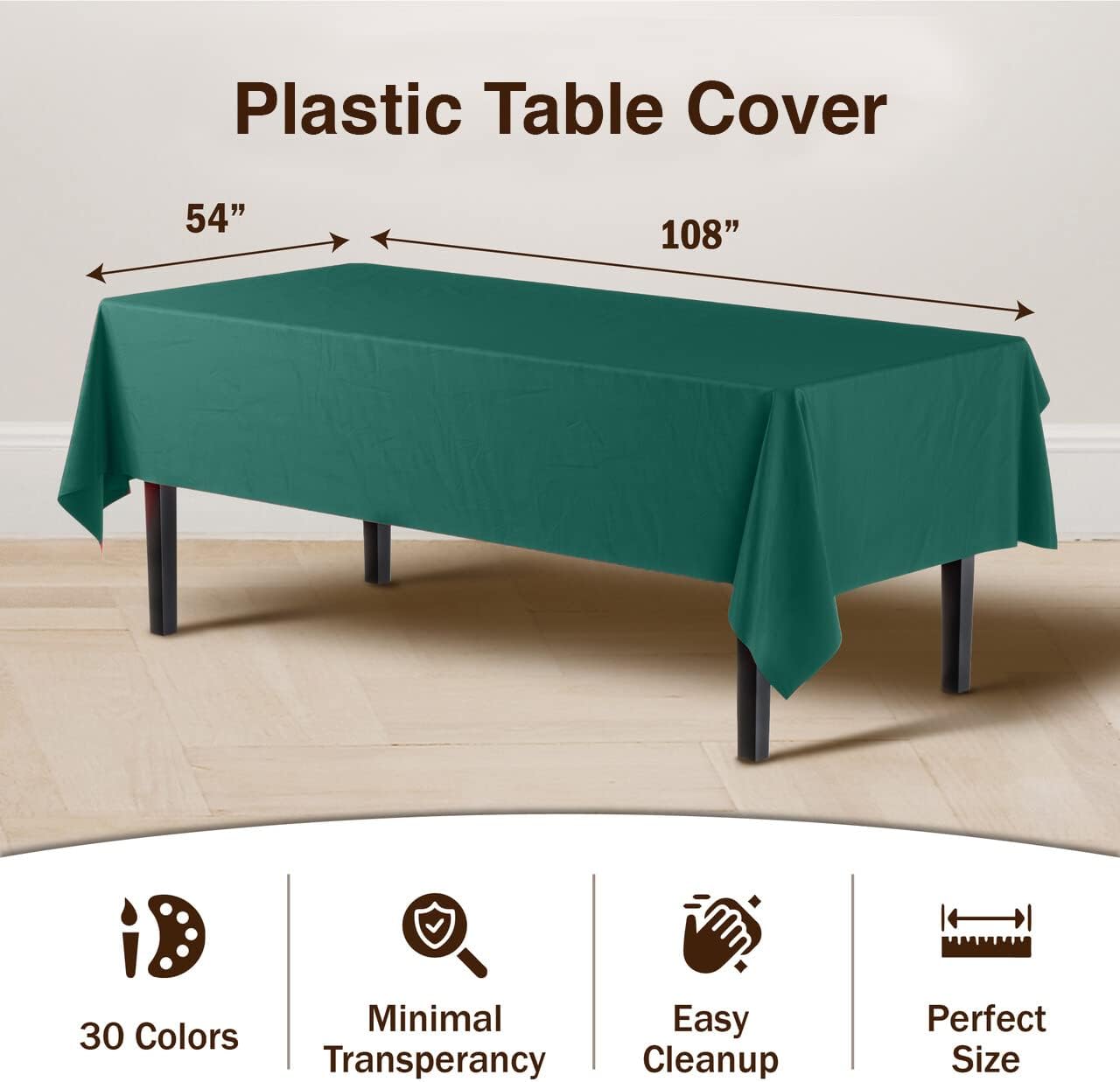 12-Pack Premium Plastic Tablecloth 54in. x 108in. Rectangle Table Cover - Dark Blue - Colors B
