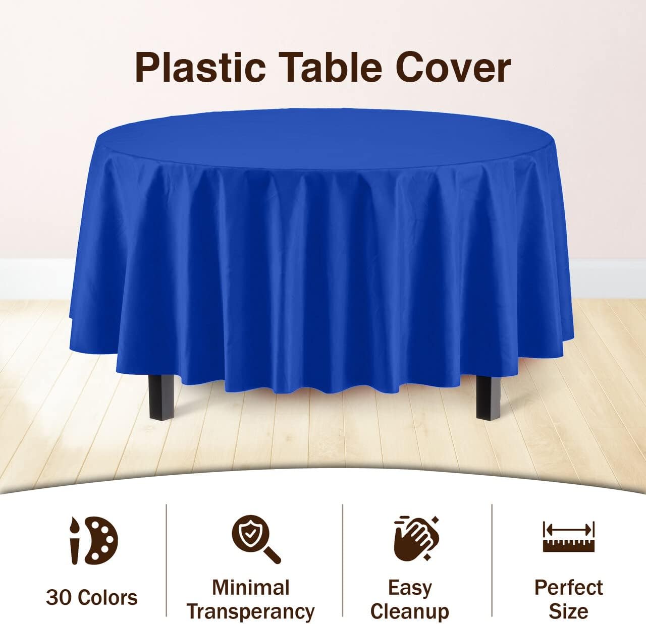 12-Pack Premium Plastic Tablecloth 54in. x 108in. Rectangle Table Cover - Dark Blue - Colors A