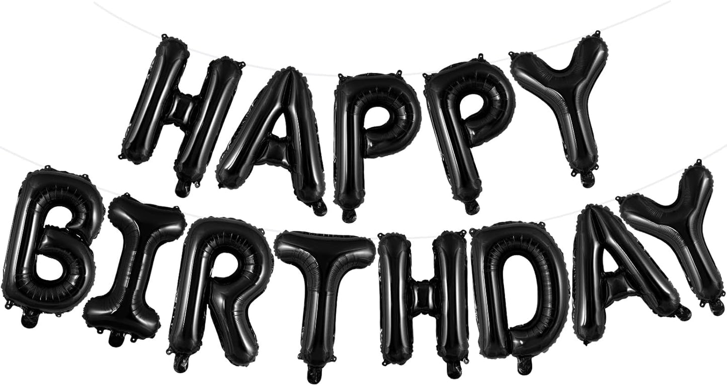 Happy Birthday Balloons Banner, Foil Balloon Personalized Name Letters Balloons Sign Birthday Party Decorations for Women Men Boys Girls Cream
