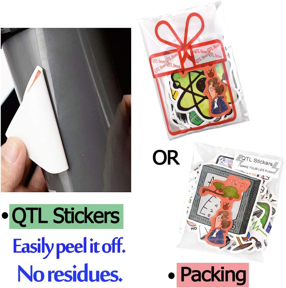 QTL Neon Stickers for Teens & Students Prizes, Waterproof Vinyl Party Favor Stickers, School Rewards, Water Bottle and Laptop, 50PCS - Colors B