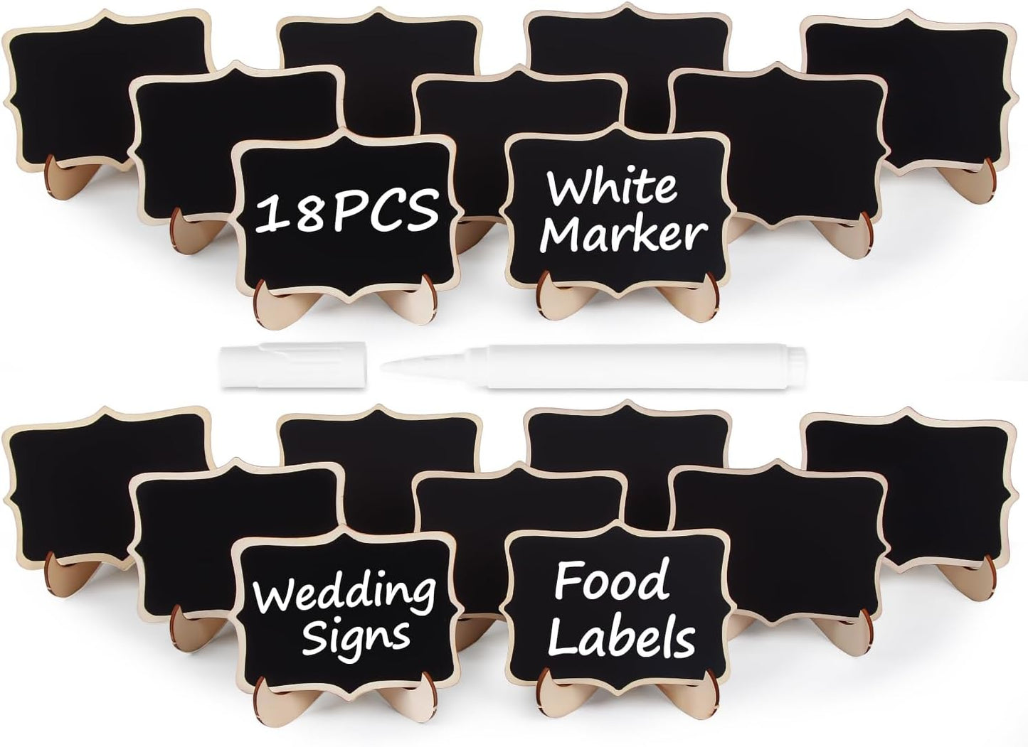 Herda 18PCS Mini Chalkboard Signs with Easel Stand,Food Labels for Party Buffet for Graduation Decor/Wedding Signs,Catering Supplies Buffet Display/Party Supplies/Place Cards,Reserved Table Numbers