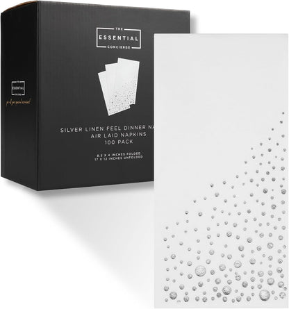 Stylish Gold Dinner Napkins, 100 White and Gold Napkins, Disposable Party Napkins, 7.5x4.25 Inch Wedding Napkins for Reception, 3-Ply Dinner Napkins, Disposable Napkins for Party, Gold Paper Napkins