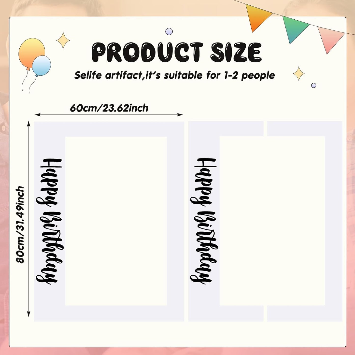 Beeveer 32 x 24 Inch Extra Large Happy Birthday Photo Booth Selfie Frame Props Picture DIY Cutouts Photo Backdrop Cardboard Props for Party Supplies Favors(Vertical,Shiny Gold)