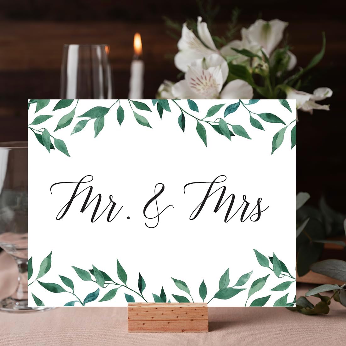 Andaz Press Wedding Party Signs, Natural Greenery Green Leaves, 8.5x11-inch, Bridal Shower Scavenger Hunt, 1-Pack - Colors B