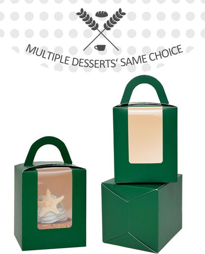 qiqee 60pcs Cupcake Boxes Individual Disposable White Single Box with Window 3.6 * 3.6 * 4.3inch Cupcake Containers/Holders