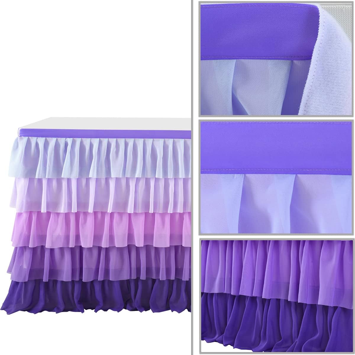 Pastel Rainbow Table Skirt Ruffle Party Tablecloth for Rectangle Table 6ft Birthday Party Baby Shower