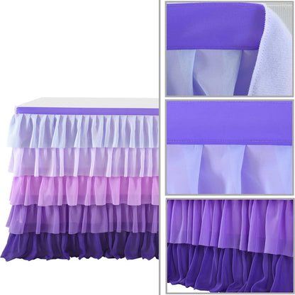 Pastel Rainbow Table Skirt Ruffle Party Tablecloth for Rectangle Table 6ft Birthday Party Baby Shower